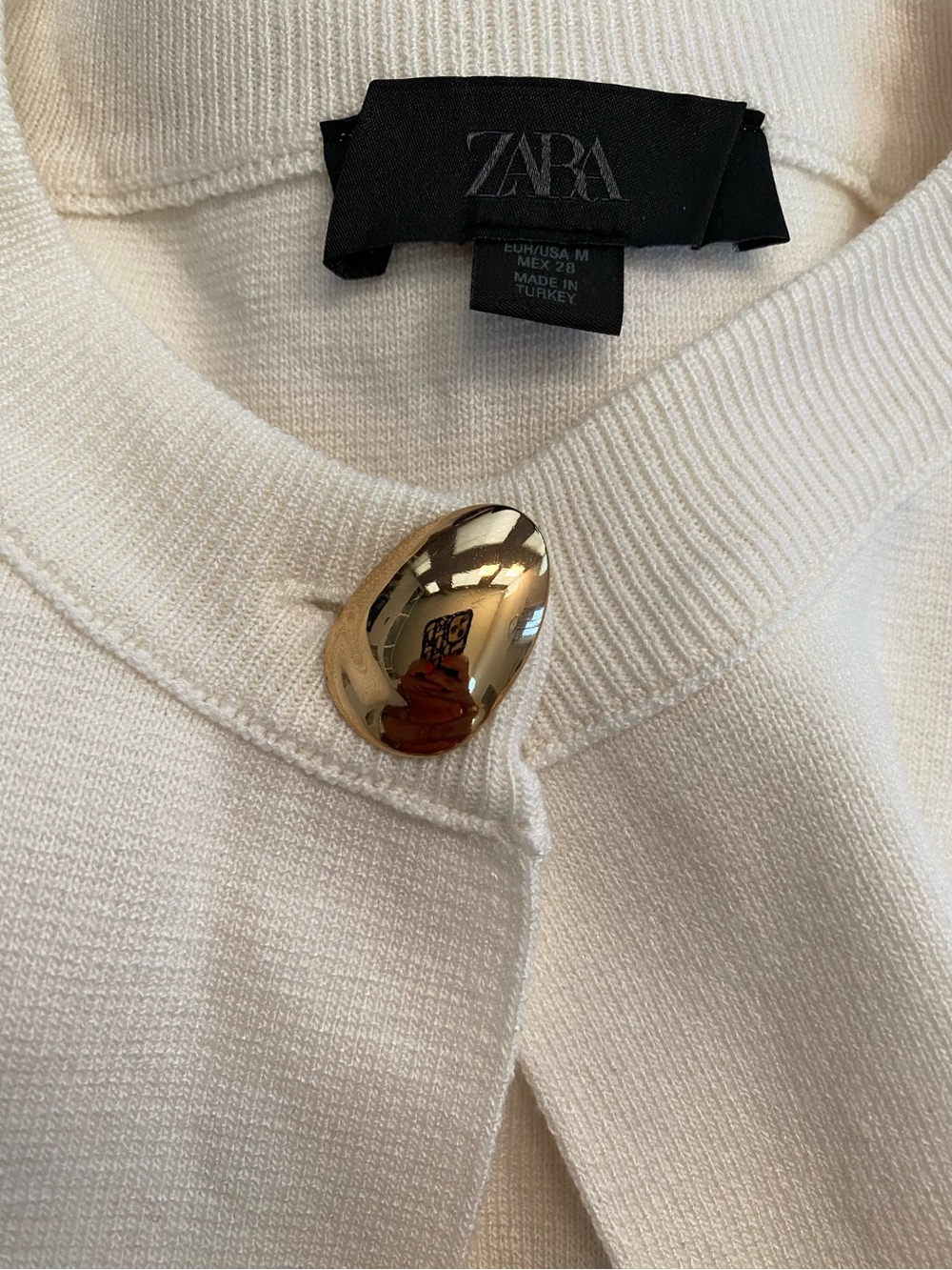 Zara Cream Short Cardigan with Gold Button - Picture 4 of 4